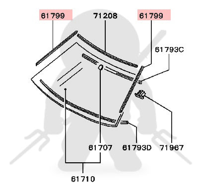 Mitsubishi OEM 3000GT Stealth Front Windshield Outer Damn - Side