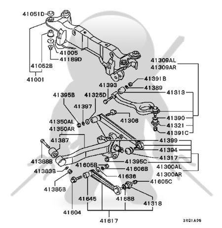 Mitsubishi OEM 3000GT Stealth FWD Rear Lower Assist Arm Concentric Bolts/Washers/Nuts