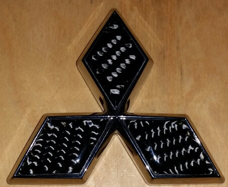 Ninja Performance Carbon Fiber Mitsubishi Emblem - Chrome Base 2 7/16"