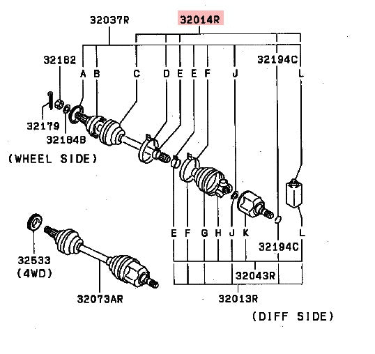 Mitsubishi AWD Front CV Joint Boot Kit 1991-1999 Outer AM